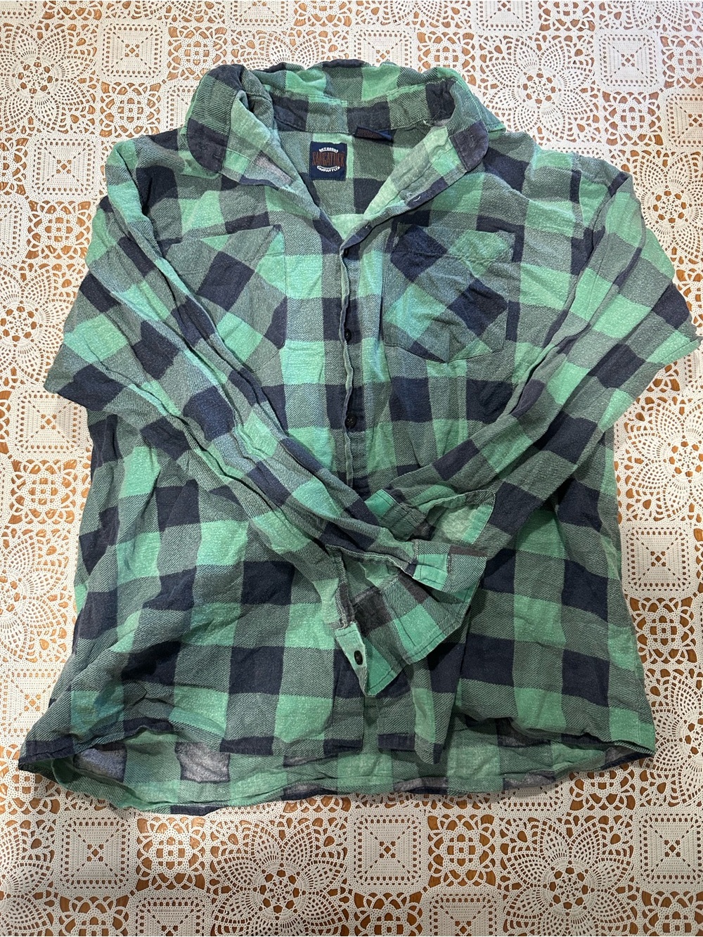 Dry Goods Saugatuck Green Black Buffalo Plaid Flannel Shirt Large